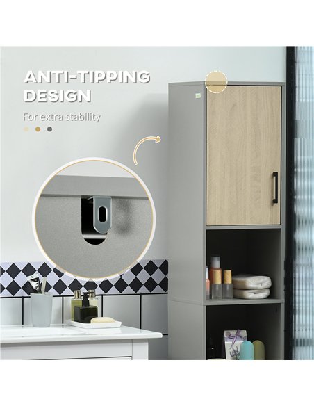 kleankin Bathroom Furniture Set with Doors, Tall Bathroom Cabinet with Adjustable Shelves, Under Sink Cabinet, Grey - pic 177213 | FastDaddyshop