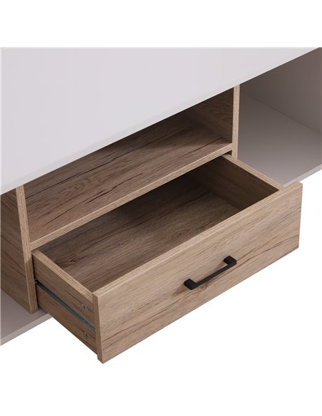 Homcom 1200mm TV Stand Cabinet with 2 Doors, 1 Drawer, Oak Colour & White - pic 17722 | FastDaddyshop