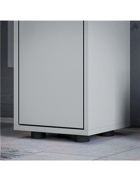 kleankin 180cm Slim Bathroom Cabinet, with Drawer, Shelves and Cupboards - Grey - pic 177224 | FastDaddyshop