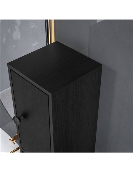 kleankin 180cm Slim Bathroom Cabinet, with Drawer, Shelves and Cupboards - Black - pic 177232 | FastDaddyshop