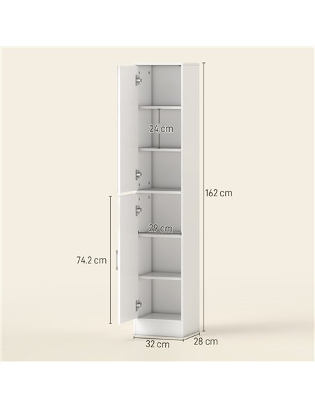 kleankin Tall Bathroom Cabinet with Mirror and Adjustable Shelf - High Gloss White - pic 177236 | FastDaddyshop