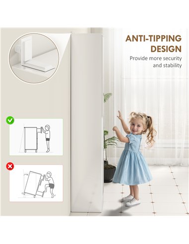 kleankin Tall Bathroom Cabinet with Mirror and Adjustable Shelf - High Gloss White
