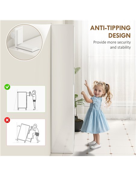 kleankin Tall Bathroom Cabinet with Mirror and Adjustable Shelf - High Gloss White - pic 177239 | FastDaddyshop