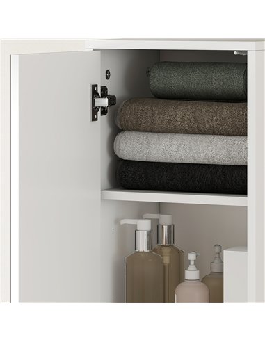 kleankin Tall Bathroom Cabinet with Mirror and Adjustable Shelf - High Gloss White
