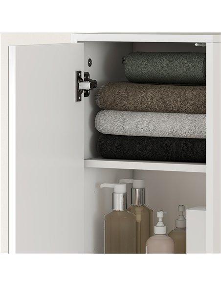 kleankin Tall Bathroom Cabinet with Mirror and Adjustable Shelf - High Gloss White - pic 177242 | FastDaddyshop