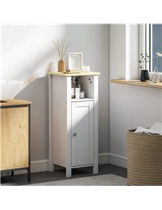 kleankin Slim Bathroom Storage Unit with Open Shelf, Bathroom Storage Cabinet with Adjustable Shelf, 32 x 30 x 80 cm, White 2
