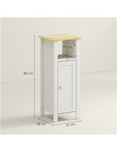 kleankin Slim Bathroom Storage Unit with Open Shelf, Bathroom Storage Cabinet with Adjustable Shelf, 32 x 30 x 80 cm, White