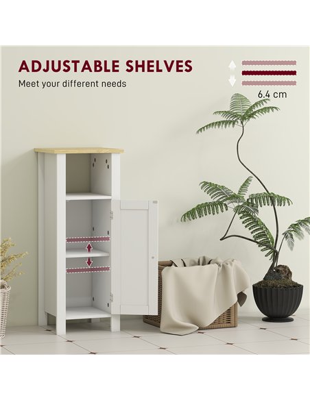 kleankin Slim Bathroom Storage Unit with Open Shelf, Bathroom Storage Cabinet with Adjustable Shelf, 32 x 30 x 80 cm, White - pic 177256 | FastDaddyshop