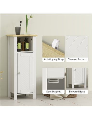 kleankin Slim Bathroom Storage Unit with Open Shelf, Bathroom Storage Cabinet with Adjustable Shelf, 32 x 30 x 80 cm, White