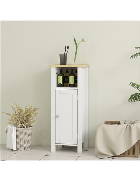 kleankin Slim Bathroom Storage Unit with Open Shelf, Bathroom Storage Cabinet with Adjustable Shelf, 32 x 30 x 80 cm, White - pic 177258 | FastDaddyshop