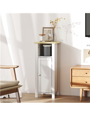 kleankin Slim Bathroom Storage Unit with Open Shelf, Bathroom Storage Cabinet with Adjustable Shelf, 32 x 30 x 80 cm, White