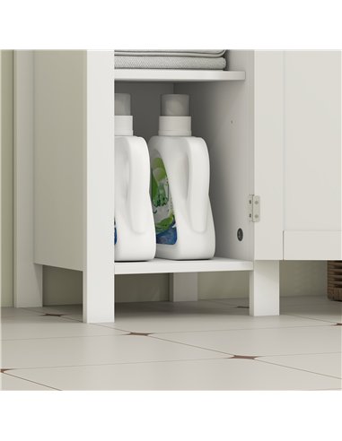 kleankin Slim Bathroom Storage Unit with Open Shelf, Bathroom Storage Cabinet with Adjustable Shelf, 32 x 30 x 80 cm, White