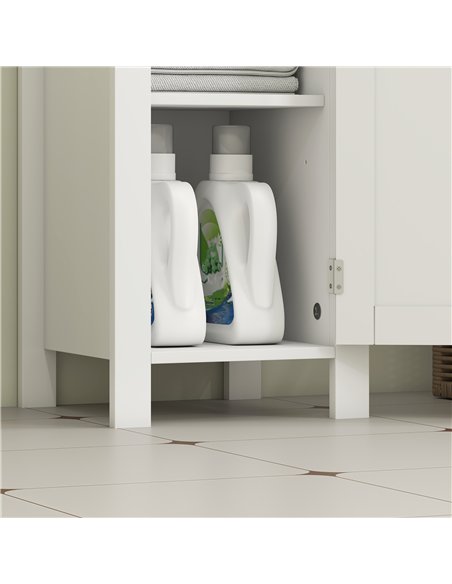 kleankin Slim Bathroom Storage Unit with Open Shelf, Bathroom Storage Cabinet with Adjustable Shelf, 32 x 30 x 80 cm, White - pic 177260 | FastDaddyshop