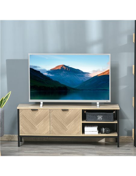 Homcom 1200mm Double Door TV Cabinet Stand with Adjustable Storage Shelves, Natural - pic 17727 | FastDaddyshop