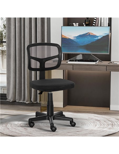 Vinsetto Small Office Chair without Arms, Ergonomic Swivel Mesh Desk Chair with Curved Back and Wheels, Height Adjustable, for H - pic 177271 | FastDaddyshop