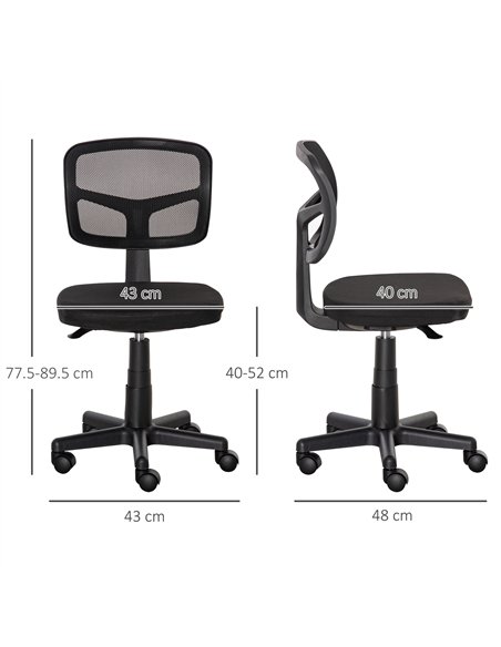 Vinsetto Small Office Chair without Arms, Ergonomic Swivel Mesh Desk Chair with Curved Back and Wheels, Height Adjustable, for H - pic 177272 | FastDaddyshop