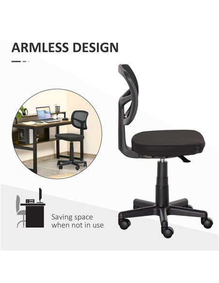 Vinsetto Small Office Chair without Arms, Ergonomic Swivel Mesh Desk Chair with Curved Back and Wheels, Height Adjustable, for H - pic 177274 | FastDaddyshop