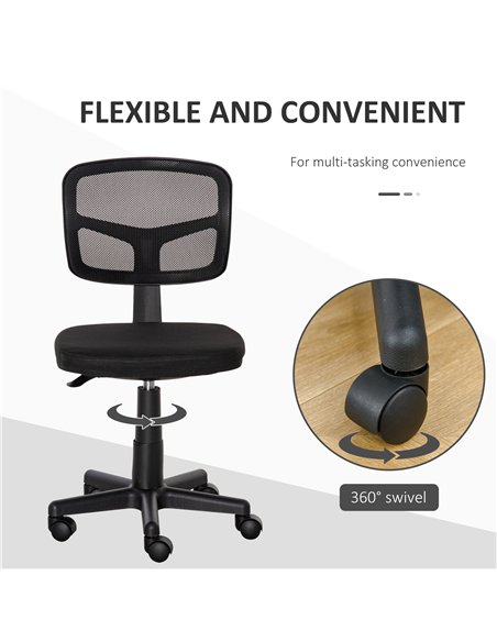 Vinsetto Small Office Chair without Arms, Ergonomic Swivel Mesh Desk Chair with Curved Back and Wheels, Height Adjustable, for H - pic 177275 | FastDaddyshop