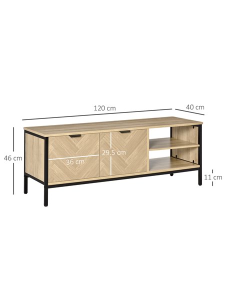 Homcom 1200mm Double Door TV Cabinet Stand with Adjustable Storage Shelves, Natural - pic 17728 | FastDaddyshop