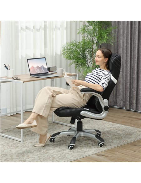 Vinsetto Linen-Look Office Chair, with Adjustable Height and Tension - Black - pic 177280 | FastDaddyshop