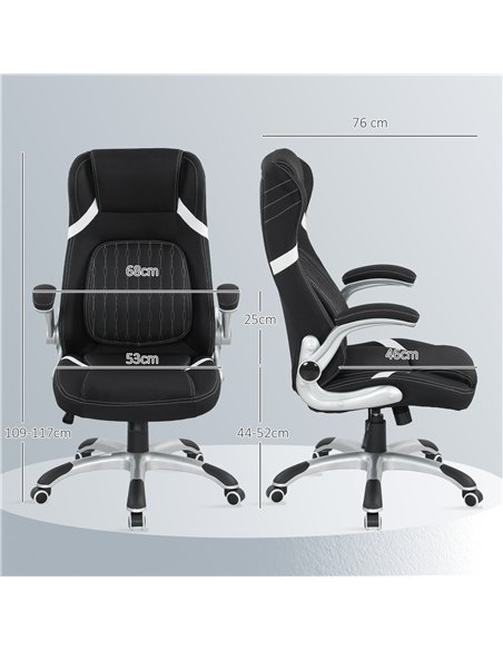 Vinsetto Linen-Look Office Chair, with Adjustable Height and Tension - Black - pic 177281 | FastDaddyshop