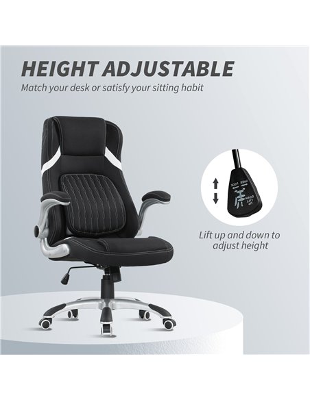Vinsetto Linen-Look Office Chair, with Adjustable Height and Tension - Black - pic 177282 | FastDaddyshop