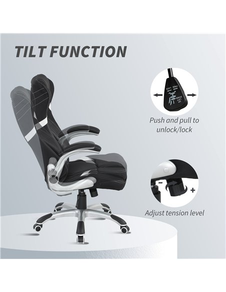 Vinsetto Linen-Look Office Chair, with Adjustable Height and Tension - Black - pic 177283 | FastDaddyshop