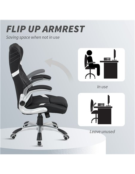 Vinsetto Linen-Look Office Chair, with Adjustable Height and Tension - Black - pic 177285 | FastDaddyshop