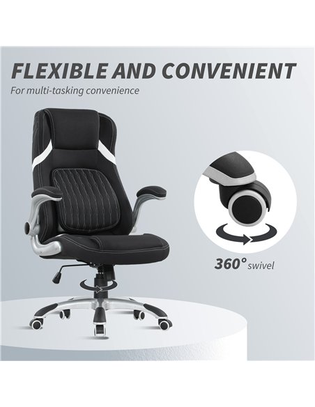 Vinsetto Linen-Look Office Chair, with Adjustable Height and Tension - Black - pic 177286 | FastDaddyshop