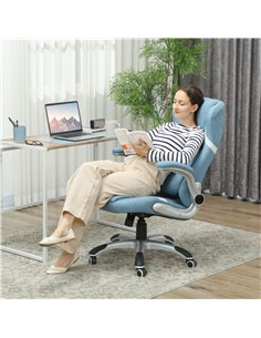 Vinsetto Linen-Look Office Chair, with Adjustable Height and Tension - Blue 2