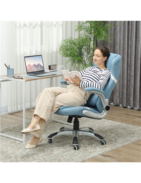 Vinsetto Linen-Look Office Chair, with Adjustable Height and Tension - Blue - pic 177289 | FastDaddyshop