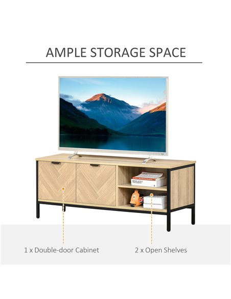 Homcom 1200mm Double Door TV Cabinet Stand with Adjustable Storage Shelves, Natural - pic 17729 | FastDaddyshop