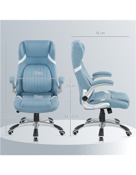 Vinsetto Linen-Look Office Chair, with Adjustable Height and Tension - Blue - pic 177290 | FastDaddyshop