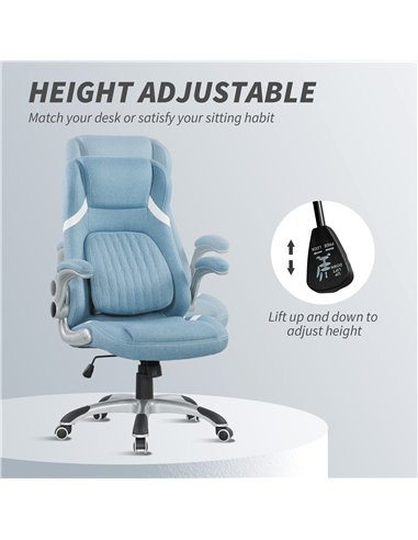 Vinsetto Linen-Look Office Chair, with Adjustable Height and Tension - Blue
