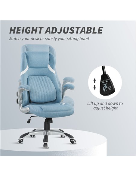 Vinsetto Linen-Look Office Chair, with Adjustable Height and Tension - Blue - pic 177291 | FastDaddyshop