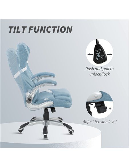 Vinsetto Linen-Look Office Chair, with Adjustable Height and Tension - Blue - pic 177292 | FastDaddyshop