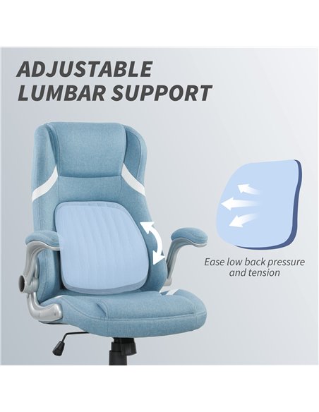 Vinsetto Linen-Look Office Chair, with Adjustable Height and Tension - Blue - pic 177293 | FastDaddyshop