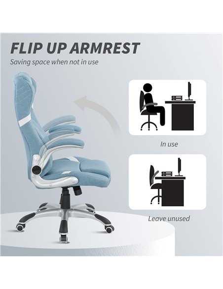 Vinsetto Linen-Look Office Chair, with Adjustable Height and Tension - Blue - pic 177294 | FastDaddyshop