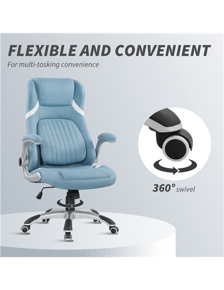 Vinsetto Linen-Look Office Chair, with Adjustable Height and Tension - Blue - pic 177295 | FastDaddyshop