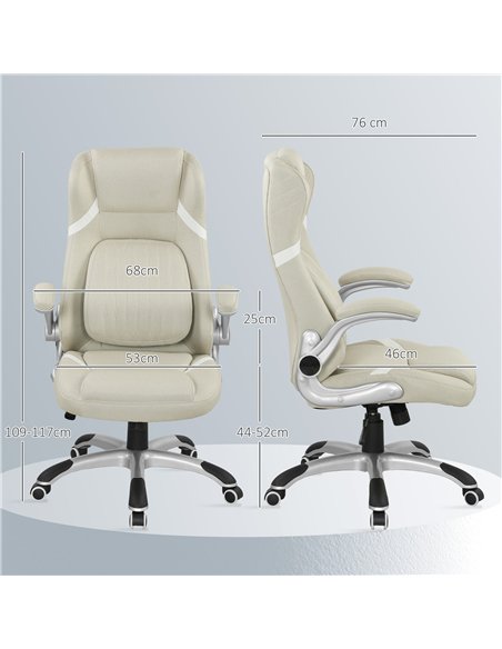 Vinsetto Linen-Look Office Chair, with Adjustable Height and Tension - Beige - pic 177299 | FastDaddyshop