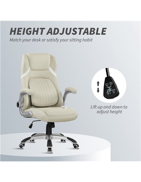 Vinsetto Linen-Look Office Chair, with Adjustable Height and Tension - Beige - pic 177300 | FastDaddyshop