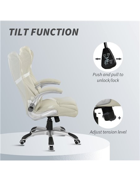 Vinsetto Linen-Look Office Chair, with Adjustable Height and Tension - Beige - pic 177301 | FastDaddyshop