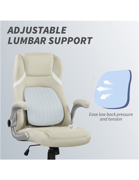 Vinsetto Linen-Look Office Chair, with Adjustable Height and Tension - Beige - pic 177302 | FastDaddyshop