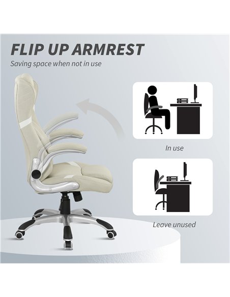 Vinsetto Linen-Look Office Chair, with Adjustable Height and Tension - Beige - pic 177303 | FastDaddyshop
