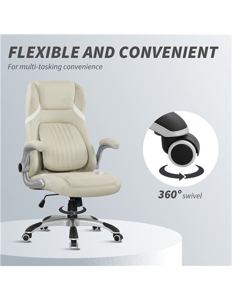 Vinsetto Linen-Look Office Chair, with Adjustable Height and Tension - Beige - pic 177304 | FastDaddyshop