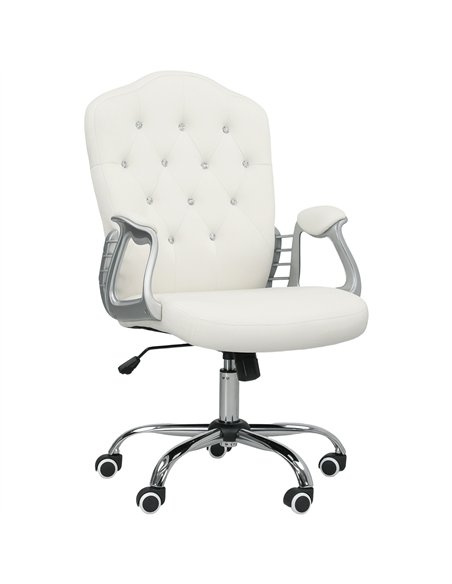 Vinsetto Velvet-Feel Work Chair, with Diamante Back - Cream - pic 177306 | FastDaddyshop