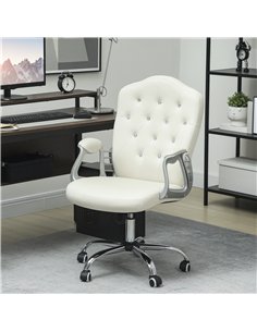 Vinsetto Velvet-Feel Work Chair, with Diamante Back - Cream 2