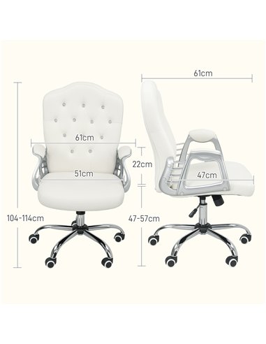 Vinsetto Velvet-Feel Work Chair, with Diamante Back - Cream