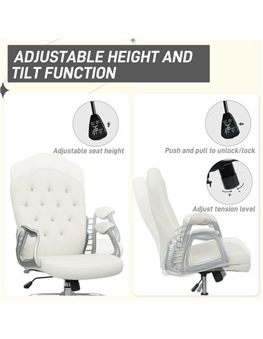 Vinsetto Velvet-Feel Work Chair, with Diamante Back - Cream