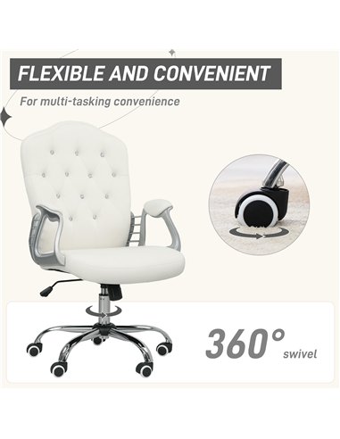 Vinsetto Velvet-Feel Work Chair, with Diamante Back - Cream